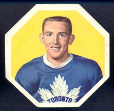 1961-62 YORK PEANUT BUTTER YELLOW BACK #26 Bob Nevin TORONTO MAPLE LEAFS Card
