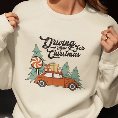 Jersey de regalos de coche estilo retro - Conducir a casa para Navidad regalo festivo de Navidad Foto 1 de 4