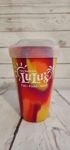 Lucy Buffet's LuLu's Restaurant Soft Yw/Or/Red Soft Travel Cup w/lid 16oz. - Picture 1 of 9