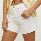 Reformation Jesse Relaxed Jean Shorts in Vintage White Frayed Hem Size 24