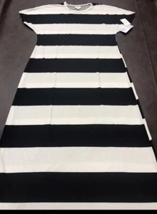 Lularoe Maria Dress Women 🦄 Black White Stripe Maxi NWT 2XL 22/24 20/22 XXL 🦄 - Picture 1 of 8