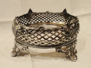 Victorian Silver Plate Lattice and Grape Motif Wine Bottle Holder Coaster - Picture 1 of 7