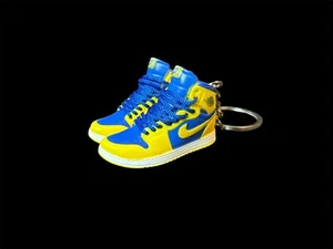 New Mini 3D Sneaker Keychain Yellow And Blue W/ Ring Left And Right Side - Picture 1 of 6