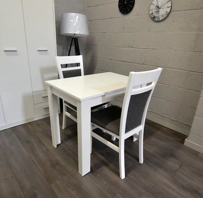 Small modern extending table with 2 chairs in white colour Kam2 - Image 1 of 4