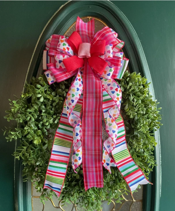 Arco hecho a mano de San Valentín para colgador de puerta, buzón, corona, arco de árbol, vacaciones Foto 1 de 1