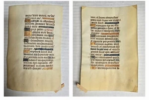 Circa 1460 MEDIEVAL ILLUMINATED MANUSCRIPT BOOK OF HOURS VELLUM LEAF FRANCE - Picture 1 of 19