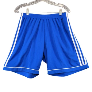 Adidas Boys ClimaLite Athletic Shorts Blue Size L Striped Drawstring - Picture 1 of 14