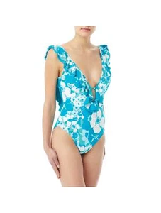 MICHAEL MICHAEL KORS RUFFLE DEEP V ONE PIECE SWIMSUIT - SIZE 4 - Picture 1 of 2