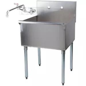 24" x 21" x 14" WITH FAUCET Stainless Steel Commercial Utility Sink Prep Wash - Picture 1 of 12