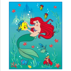 The Little Mermaid Ariel Flounder Sebastian Twin Size Super Soft Raschel Blanket - Picture 1 of 2