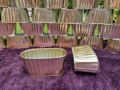 1x Rectangle Gold Galvanised Metal Planter Garden Herb Seed Pot Tub ( SECONDS ) - Image 1 of 3