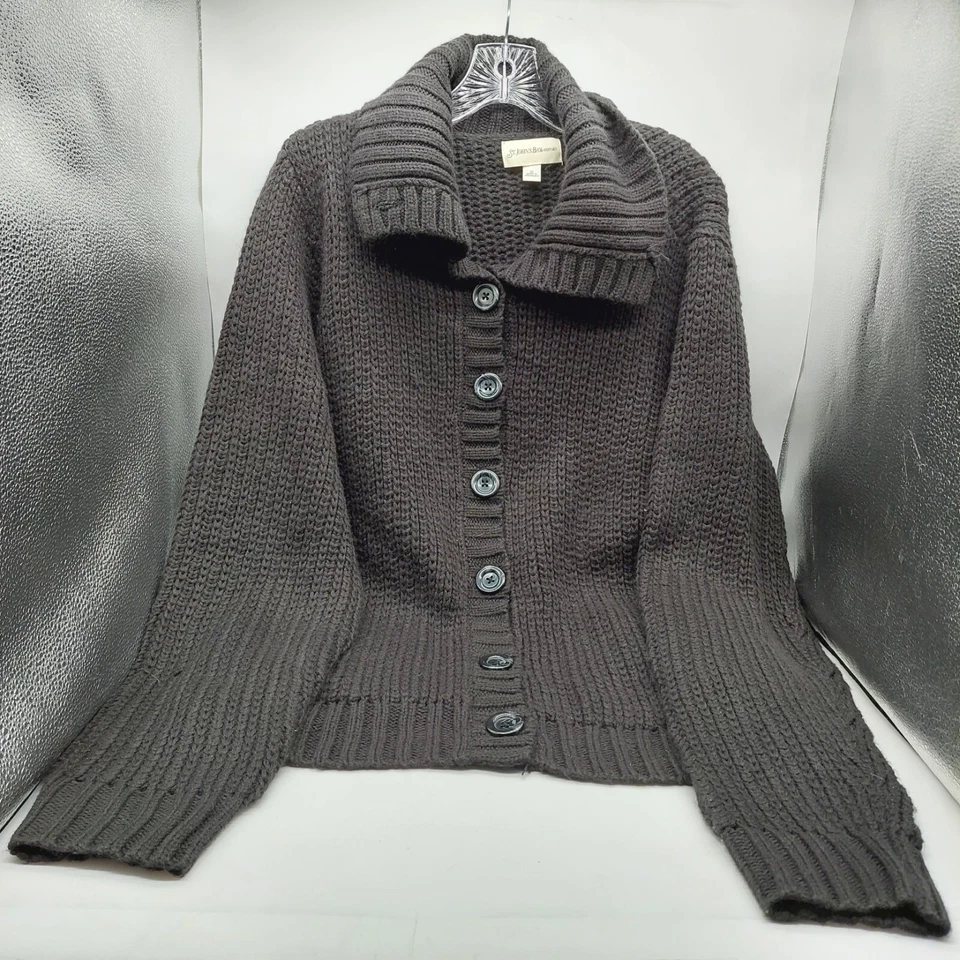 Cárdigan para mujer St Johns Bay tejido con cable con botones negro talla 1X  Foto 1 de 4