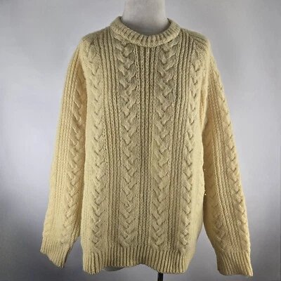 Vintage 70's Pendleton Cable Knit Thick Wool Sweater Yellow L - Image 1 of 4