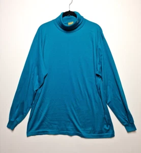 Cross Creek Sweater Men XL Turquoise 100% Cotton Turtleneck Long Sleeve Pullover - Picture 1 of 16