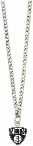 Brooklyn Nets Logo Pendant Chain Necklace - 22" Chain with 2.50"x3.75" Team Logo Cover