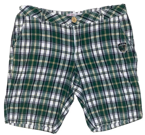 SOUTH FLORIDA BULLS Green Plaid Linen Blend Shorts Women’s Size 10 W33 Inseam 9” Cover