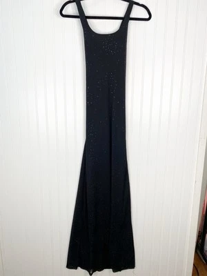 BYER TOO VINTAGE 90s L spaghetti strap prom Hoco maxi black blue shimmer Y2K — 第 1/4 张图片