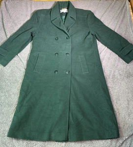 English Lady Green Wool Cashmere Blend Coat Size 14 VGC Vintage Made In UK - Picture 1 of 8