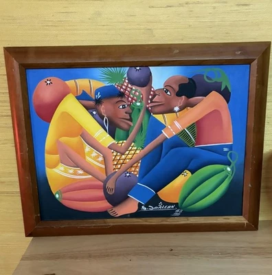 ARTE POPULAR ORIGINAL VINTAGE ENMARCADO FIRMADO Foto 1 de 4