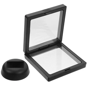 Set of 2 Transparent Display Stand Travel Floating Case Coins Frame Round - Picture 1 of 12