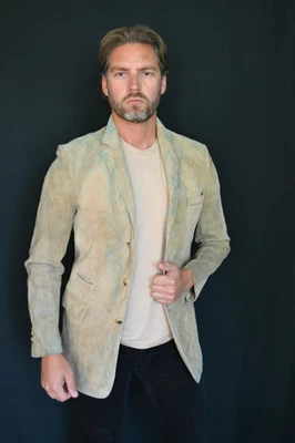 Ralph Lauren Gamuza Blazer Traje Chaqueta Abrigo Marrón Beige Gris Tostado Verde Grande 42 L Foto 1 de 4