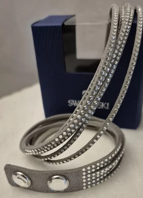 RARO, pulseira Swarovski Slake Wrap (gargantilha), cinza claro. (LEIA A DESCRIÇÃO)  - Imagem 1 de 4