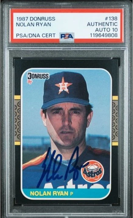 1987 Donruss Nolan Ryan HOF Signed Baseball Card #138 PSA/DNA Certified Auto 10 - Image 1 of 4