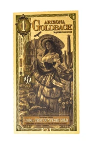 LOT 100 Goldback 1 ARIZONA Aurum Gold Foil Note 1/1000 oz 24kt .999 Fine INSTOCK - Picture 1 of 5