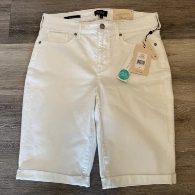 NYDJ Womens Briella Bermuda Roll Cuff Shorts White Size 6 NWT - Image 1 of 4