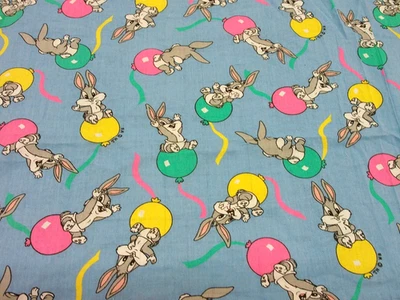 1994 Warner Bros Baby Looney Tunes Cotton Fabric Bugs Bunny Blue Half Y #4 - Image 1 of 4