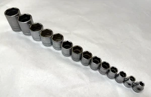 Juego de enchufes poco profundos cromados Snap-On EE. UU. 14 piezas SAE 3/8" 1/4 a 1-1/6" 214FSY - Imagen 1 de 12