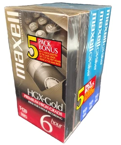 NEU Versiegelt Maxell 5er Pack T-120 VHS Kassetten - 2x HGX-Gold 3x GX-Silber 6 Std - Bild 1 von 9