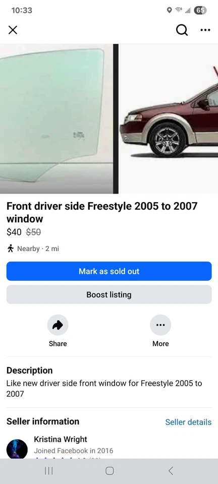 Ajuste 05-07 Ford Freestyle 08-09 Ford Taurus X Driver Puerta Delantera Izquierda Ventana Vidrio Foto 1 de 1