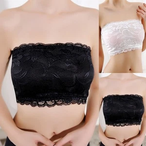 Women Bra Top Lingerie Stretch Tube Bra Top Ultra-thin Black/White Seamless - Picture 1 of 23