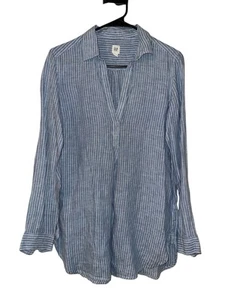 GAP 100% Linen Button Up Shirt Stripe Classic Beachy Coastal Lagenlook XS - Picture 1 of 5