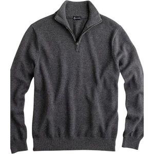 J.Crew Men’s Cotton Cashmere Half Zip Sweater XL Slim Fit Gray Pullover Preppy - Picture 1 of 8