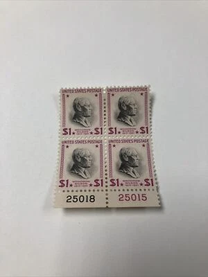 US 832g Woodrow Wilson $1 PLATE BLOCK OF 4 Very Fine Mint Never Hinged - Image 1 of 4
