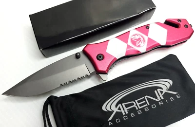 Red Power Ranger Pocket Knife Spring Assisted EDC Blade Tyrannosaurus Superhero - Image 1 of 4