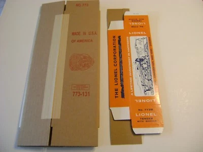 Lionel 773 Corrugated Hudson Repro  Box w/ insert (1964-1966) & 773W Tender Box - Изображение 1 из 4