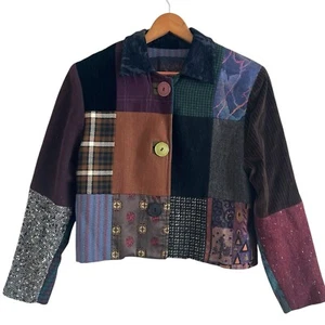 Vtg Cardamone Patchwork Wool Country Jacket M Boho Cottagecore colorful - Picture 1 of 10
