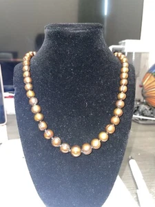 HONORA CHOCOLATE BROWN OVAL CULTURED PEARL NECKLACE 24" (M4266-23) - Picture 1 of 8
