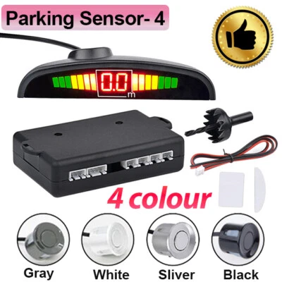 4 Sensors Parking Sensor Car Reverse with LCD Display Audio Buzzer Alarm Black - Image 1 of 4