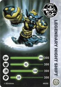 Skylanders Swap Force CCG Legendary Night Shift Card solo 2013 Activision - Foto 1 di 2