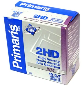 PRIMARIS 2HD IBM FORMATTED 3.5" FLOPPY DISKS / HIGH DENSITY DISQUETTES, 10PC NEW - Picture 1 of 7