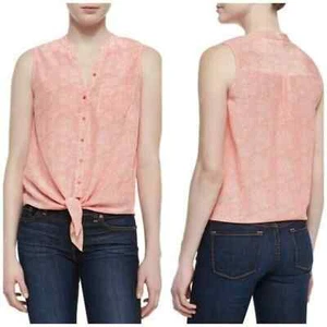 Joie Edalette Women's Silk Tie-Front Sleeveless Button Up Georgette Top Small - Picture 1 of 7
