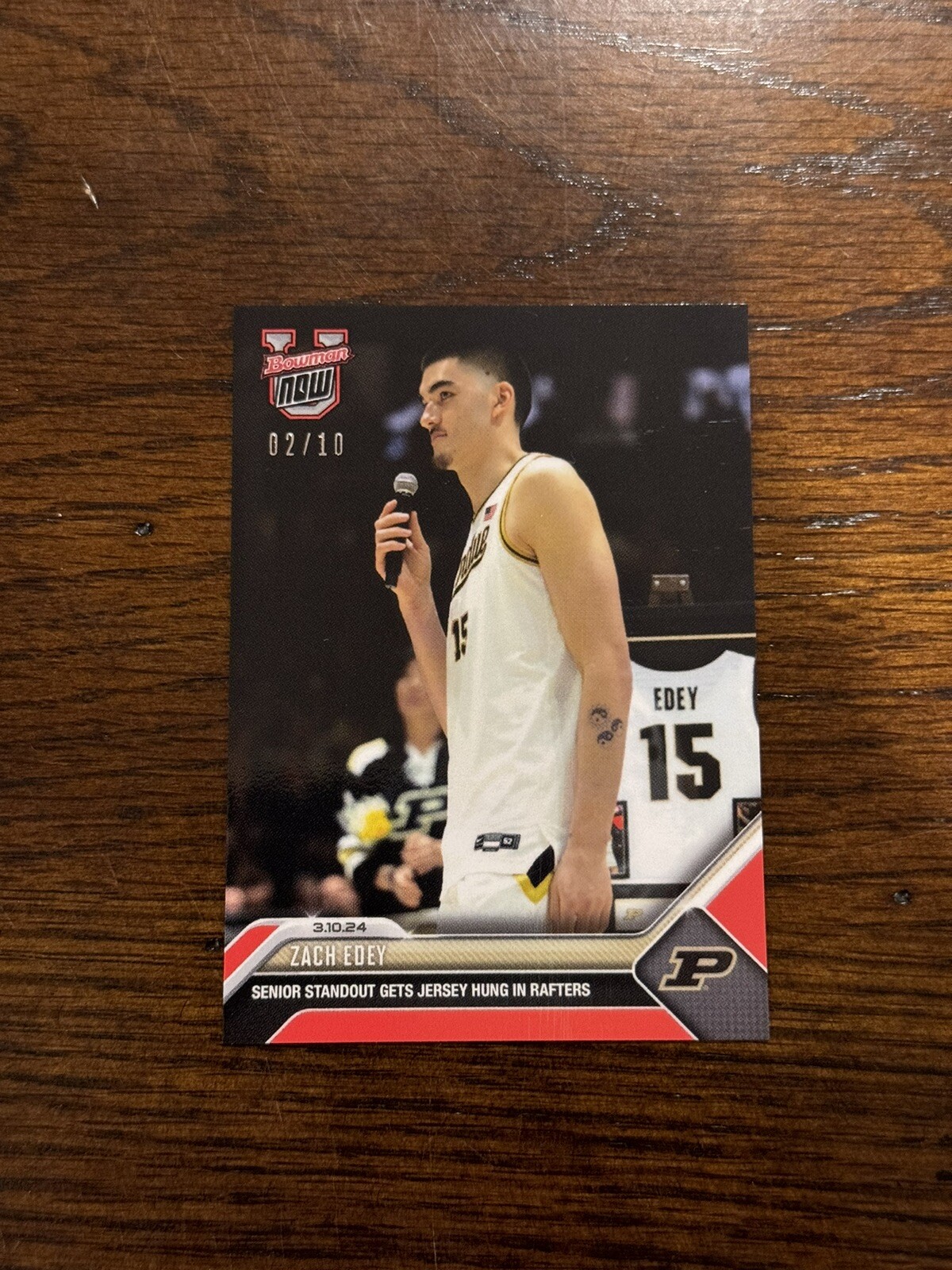 Zach Edey Purdue 2023-24 Bowman U Now Basketball Card: 67 Red Parallel /10