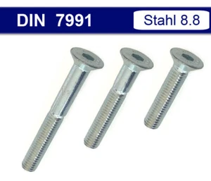 Senkkopfschrauben DIN 7991 - M3 M4 M5 M6 M8 M10 - Stahl 8.8 verzinkt - Senkkopf - Bild 1 von 5