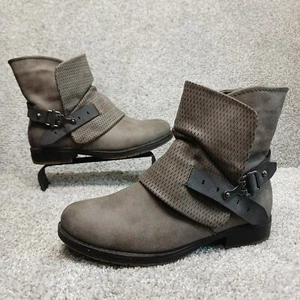 BKE Sohle Stiefeletten Damen 9M grau Schnalle Myla Kunstleder seitlicher Reißverschluss Booties - Bild 1 von 13