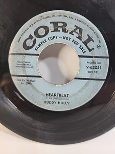 BUDDY HOLLY - HEARTBEAT / WELL... ALL RIGHT 45rpm Promo Decca 7” Record - Picture 1 of 4