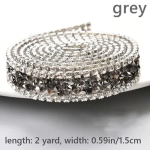 2 Yard Resin Rhinestone Ribbon Chain Trimming DIY Crystal Iron-on Costume Decor - Picture 1 of 14